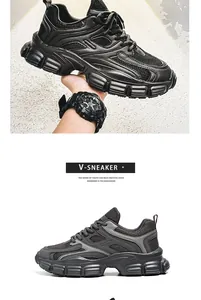 Detailansicht der Herren-Chunky-Sneaker mit dicker Dämpfungssohle und atmungsaktivem Mesh