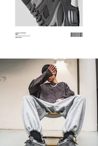 Makro-Detail des atmungsaktiven Mesh-Materials und Urban-Outfit mit Chunky-Sneakern