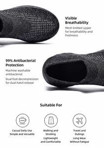 Detail of dark grey breathable mesh fabric for slip-on athletic shoes with machine washable icon