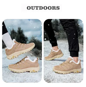 Detail von Winter-Wanderschuhen mit warmem Fleecefutter und robuster Gummisohle
