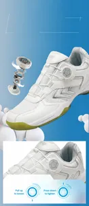Detail of professional sports shoe showing the rotary dial lacing system and mesh upper