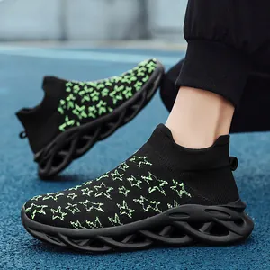 Scarpe Sportive Leggere Flyknit a Calzino Uomo Donna Motivo a Stelle Suola Ammortizzata Svuotata Slip On Corsa