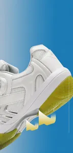 Detailed view of training shoe featuring rapid dial lacing and anti-torsion midsole support