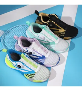 Detailed view of breathable mesh sports shoes with rotary dial lacing in four colors