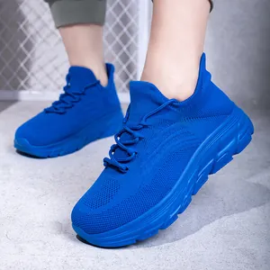 Leuchtend blaue atmungsaktive Wanderschuhe aus Strick für Damen und Herren mit Softsohle