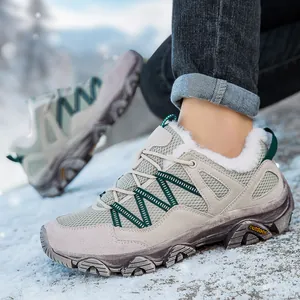 Winter hiking shoes with faux fur lining and non-slip rubber soles for outdoor warmth