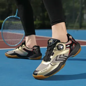 Professional Badminton Shoes For Men Women Rotary Dial Lacing Breathable Mesh Indoor Outdoor Court Training Sports Sneakers Wear-Resistant