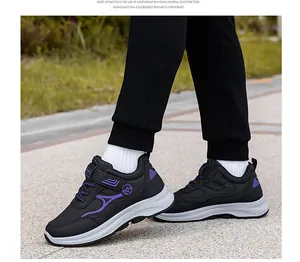Detail of lightweight EVA sole on breathable mesh walking shoes for elderly seniors