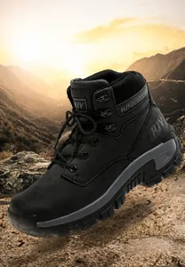 Detail view of durable outdoor tactical boots with anti-slip tread and reinforced toe