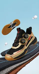 Détails des chaussures de badminton avec semelle en gomme antidérapante et boucles rotatives