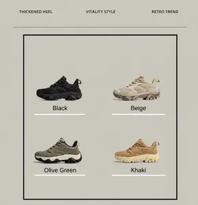 Chaussures de sport d'extérieur en noir beige vert armée et kaki à semelle épaisse
