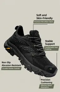 Détails des chaussures de randonnée avec tige en microfibre et semelle antidérapante