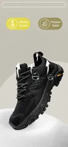 Détail de chaussures de sport outdoor avec maille respirante et semelle antidérapante