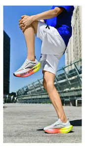 Close-up of the breathable mesh upper and gradient cushioned sole on outdoor running shoes