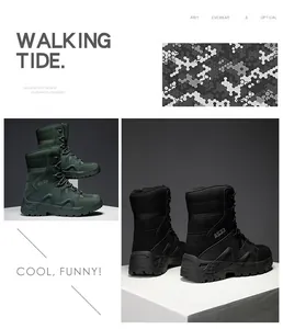 Detail of high-top tactical boots with anti-slip EVA soles and durable AS33 mesh upper