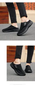 Dettagli di scarpe da camminata nere traspiranti con velcro e suole spesse ammortizzate