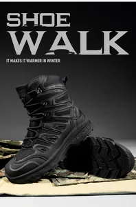 Detail of durable tactical boot featuring rugged rubber outsole and multi-material upper