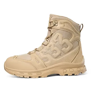 High-top desert tactical boots with shock absorption and anti-slip rubber soles