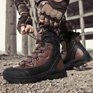 Stivali Tattici da Uomo all'Aperto Traspiranti High-top Escursionismo Trekking Scarpe da Combattimento Suola in Gomma