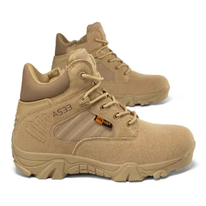 Detailansicht der taktischen Wüstenstiefel mit Cordura-Stoff und AS33-Modellaufdruck