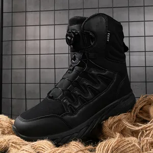 Bottes Tactiques d'Extérieur pour Hommes Respirantes Bottes de Combat Coupe Moyenne avec Système de Boucle Rotative Camouflage