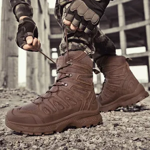 Men's Outdoor High Top Tactical Boots Combat Desert Shoes Wear Resistant Non Slip Training Military Hiking Climbing Boots