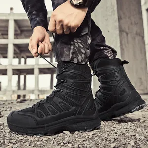 Men's high-top tactical boots in black with durable rubber soles and reinforced toe protection