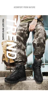 Men's black tactical hiking boots featuring breathable leather and non-slip rubber soles