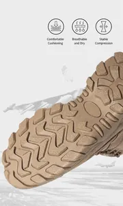 Détail de la semelle en caoutchouc antidérapante des bottes de randonnée tactiques
