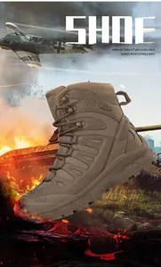 Tactical boots side view showing breathable ventilation holes and durable materials