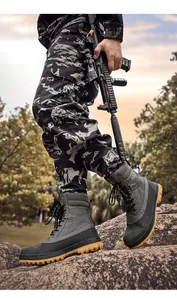 Close-up of tactical hiking boots with A532 logo and durable anti-slip gum rubber sole