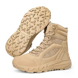 Bottes tactiques de désert pour hommes en daim avec semelles en caoutchouc antidérapantes