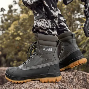 Rugged men's outdoor tactical boots with high-top design and rubber sole for hiking
