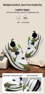 Detail of casual men's sneakers featuring leather upper with breathable perforations