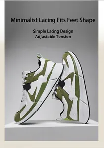 Detail of classic men's sneakers in green and white leather with durable rubber soles