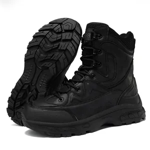 Schwarze Herren-Taktikstiefel in High-Top mit robuster Gummisohle für Outdoor-Wandern