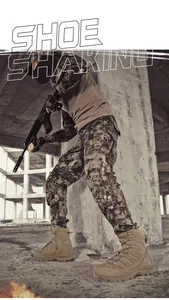 Detail view of high-top tactical boots with side zipper and AS33 anti-slip sole