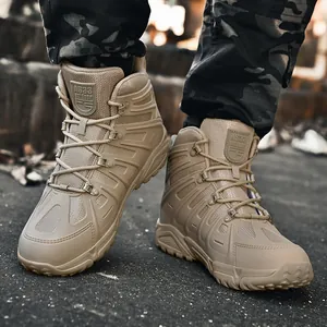 Herren Outdoor Taktische Stiefel Atmungsaktiv Oxford-Gewebe Verschleißfest Rutschfest High-Top Kampfstiefel Für Camping Wandern Training Militärstil Schuhe