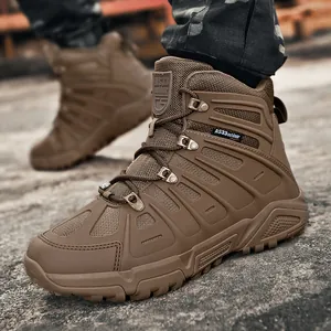 Braune Herren-Taktikstiefel mit rutschfesten Gummisohlen und Schnellschnürsystem