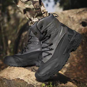 Men High Top Tactical Combat Boots Breathable Non Slip Outdoor Hiking Shoes Casual Work Boots Durable Tactical Footwear