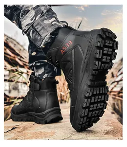 Close-up of A533 combat boot with durable rubber sole and anti-slip tread pattern