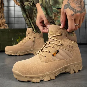 Herren Taktische Wanderstiefel in Sand mit CORDURA-Gewebe und Seitenreißverschluss