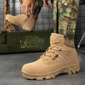 Khaki Herren-Taktikstiefel aus Cordura-Gewebe mit rutschfester Gummisohle für Outdoor