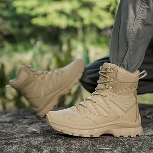 Men's Outdoor Tactical Combat Boots Oxford Cloth Mid-High Top Camouflage Hiking Shoes Non-slip Trekking Desert Work Boots