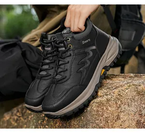 Detail view of the black non-slip rubber lug sole on warm winter outdoor boots