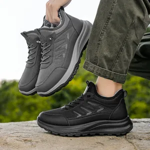 Herren Winter Freizeitschuhe mit warmem Fellfutter und rutschfesten Sohlen in Schwarz Grau