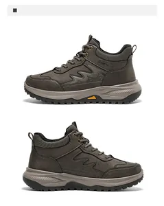 Detailed side view of men's winter hiking boots featuring durable non-slip soles
