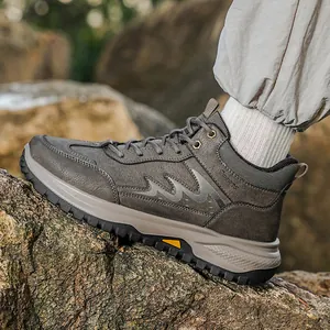 Men's winter outdoor hiking boots with warm plush lining and non-slip thick rubber soles