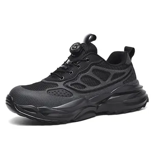 Chaussures de sécurité avec embout acier, laçage rapide et mesh respirant noir