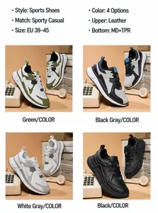 Klassische Leder-Sneaker für Herren mit MD-TPR-Verbundsohle in vier Vintage-Farben